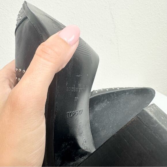 TOP SHOP Studded Ankle Boots Size 38 Black/Silver - Picture 8 of 8